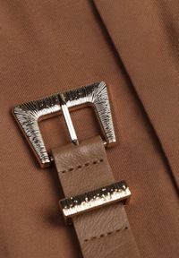 Born2be - Brązowa Wiskozowa Spódnica o Rozkloszowanym Kroju z Rozcięciem i Paskiem Jaelia. Okazja: na co dzień, na spotkanie biznesowe, do pracy. Kolor: brązowy. Materiał: wiskoza. Styl: casual, biznesowy, elegancki #5