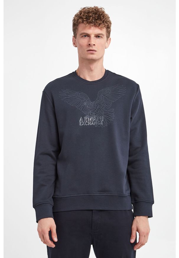 Armani Exchange - Bluza męska ARMANI EXCHANGE. Materiał: prążkowany, bawełna. Długość rękawa: długi rękaw. Długość: długie. Wzór: nadruk