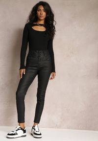 Renee - Czarne Spodnie Skinny High Waist Oveli. Stan: podwyższony. Kolor: czarny #1