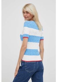 Polo Ralph Lauren sweter bawełniany lekki. Typ kołnierza: polo. Materiał: bawełna. Długość rękawa: krótki rękaw. Długość: krótkie. Wzór: ze splotem. Styl: klasyczny #3