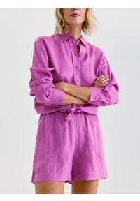 Reserved - Lniane szorty - fioletowy. Kolor: fioletowy. Materiał: len