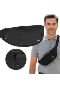 Męska Saszetka (Nerka) na Biodro - Pako Jeans - Czarna. Kolor: czarny. Materiał: poliester #5