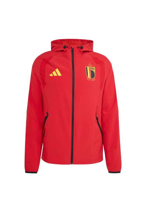 Adidas - Kurtka wiatrówka Belgium Tiro Tech Full Zip. Kolor: czerwony. Sport: piłka nożna