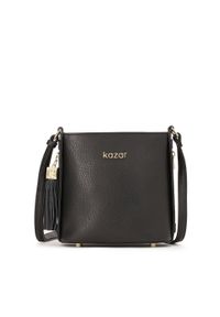 Kazar - Czarna skórzana torebka z brelokiem. Kolor: czarny. Wzór: aplikacja. Dodatki: z breloczkiem. Materiał: skórzane. Styl: elegancki, casual, klasyczny #1