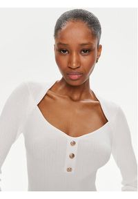 Morgan Sweter 241-MDELF Biały Slim Fit. Kolor: biały. Materiał: syntetyk #4