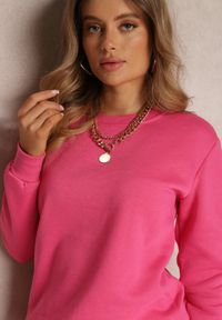 Renee - Fuksjowa Bluza Hullu. Okazja: na co dzień. Kolor: różowy. Materiał: polar, dzianina, materiał. Długość rękawa: długi rękaw. Długość: długie. Wzór: gładki. Sezon: jesień, zima. Styl: klasyczny, casual