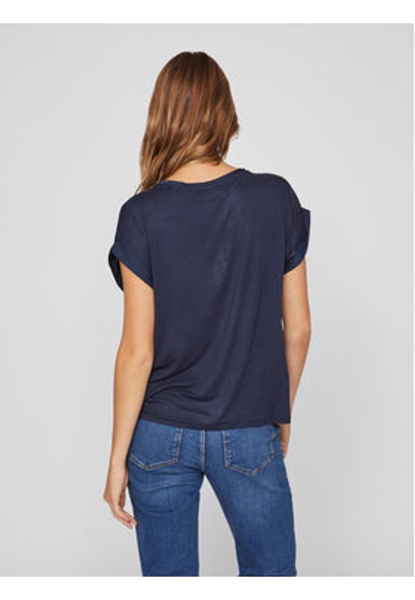 Vila T-Shirt Ellette 14059563 Granatowy Regular Fit. Kolor: niebieski. Materiał: syntetyk