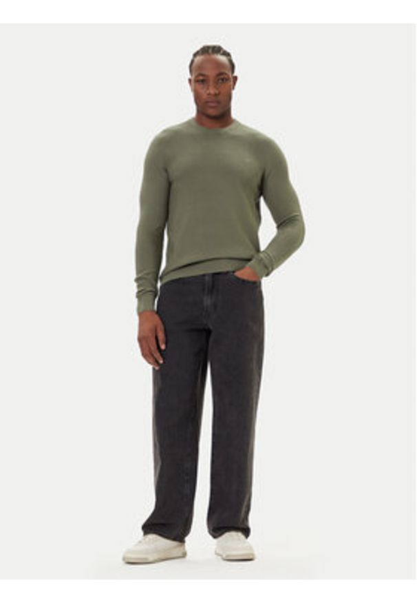 Mustang Sweter Elliot 1016844 Zielony Regular Fit. Kolor: zielony. Materiał: bawełna