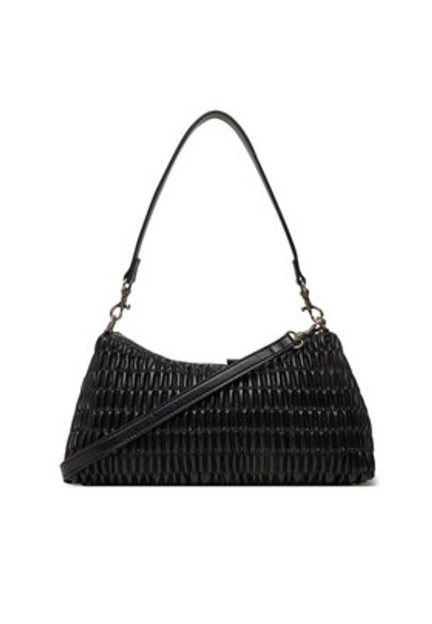 Calvin Klein Jeans Torebka Ruched Layla Shoulder Bag LV04K3088G Czarny. Kolor: czarny. Materiał: skórzane