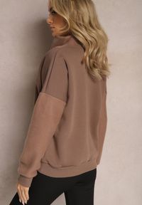 Renee - Brązowa Bluza Half Zip z Przeszyciami i Półgolfem Ananke. Kolor: brązowy. Materiał: tkanina, bawełna