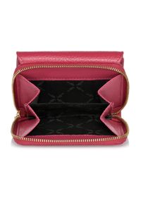 Ochnik - Różowy skórzany portfel damski z ochroną RFID. Kolor: różowy. Materiał: skóra