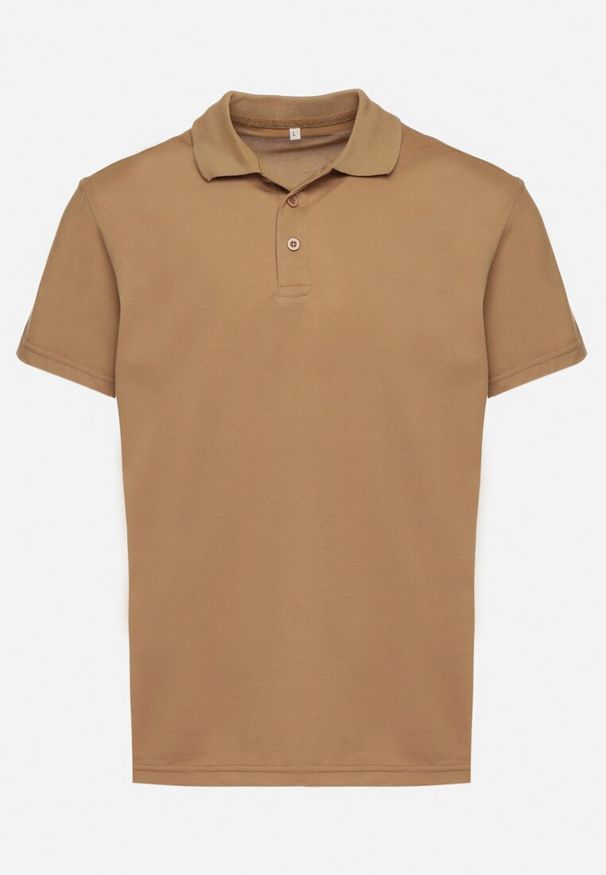 Born2be - Ciemnobeżowa Koszulka Polo z Krótkim Rękawem Wakeish. Typ kołnierza: polo. Kolor: beżowy. Materiał: tkanina. Długość rękawa: krótki rękaw. Długość: krótkie