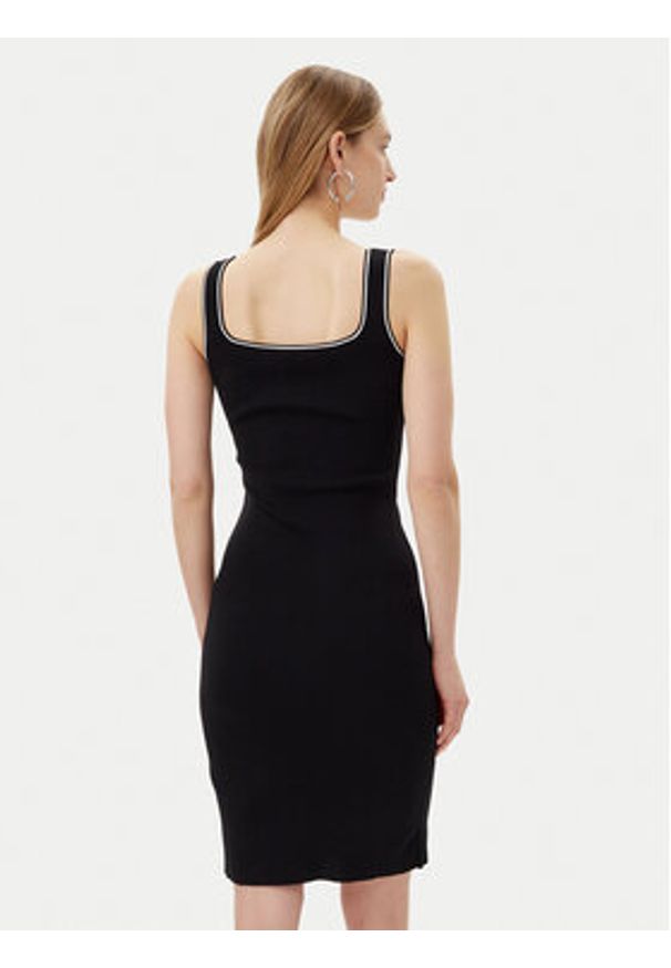 Karl Lagerfeld - KARL LAGERFELD Sukienka codzienna A2W13018 Czarny Slim Fit. Okazja: na co dzień. Typ kołnierza: dekolt w karo. Kolor: czarny. Materiał: syntetyk. Typ sukienki: proste. Styl: casual