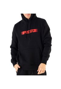 Bluza Prosto Klasyk Hoodie Adloot KL232MSWE2051 - czarna. Okazja: na co dzień, na spacer. Typ kołnierza: kaptur. Kolor: czarny. Materiał: poliester, materiał, dresówka, bawełna. Wzór: aplikacja. Styl: casual, klasyczny. Sport: turystyka piesza