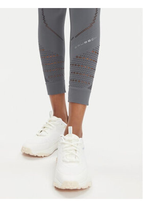 Brubeck Legginsy LE1291W Szary Slim Fit. Kolor: szary. Materiał: syntetyk