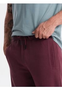 Ombre Clothing - Szorty męskie dresowe przed kolano BASIC – bordowe V3. Okazja: na co dzień. Kolor: czerwony. Materiał: dresówka. Styl: sportowy, casual #4