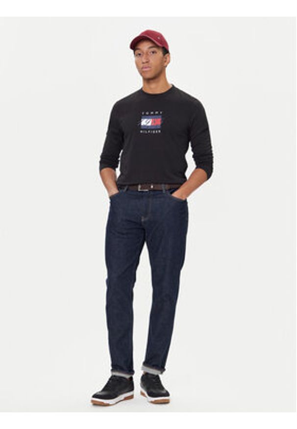 TOMMY HILFIGER - Tommy Hilfiger Longsleeve Linear Flag MW0MW41497 Czarny Regular Fit. Kolor: czarny. Materiał: bawełna. Długość rękawa: długi rękaw