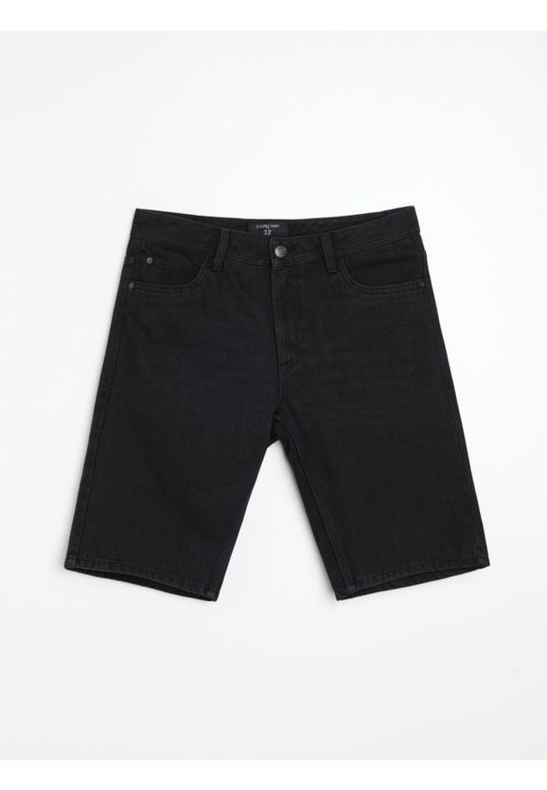 Sinsay - Szorty jeansowe - czarny. Kolor: czarny. Materiał: jeans