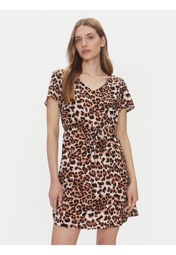 Vero Moda Sukienka codzienna Easy Joy 10307990 Brązowy Regular Fit. Okazja: na co dzień. Kolor: brązowy. Materiał: wiskoza. Typ sukienki: proste. Styl: casual