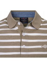 Koszulka Polo - Męska - Pako Jeans - Beżowa w Biały Prążek. Okazja: na co dzień. Typ kołnierza: polo. Kolor: wielokolorowy, beżowy, brązowy. Materiał: bawełna. Wzór: paski, prążki. Styl: casual #4