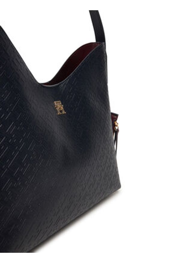 TOMMY HILFIGER - Tommy Hilfiger Torebka Th Icon Shoulder Bag Mono AW0AW18141 Granatowy. Kolor: niebieski. Materiał: skórzane