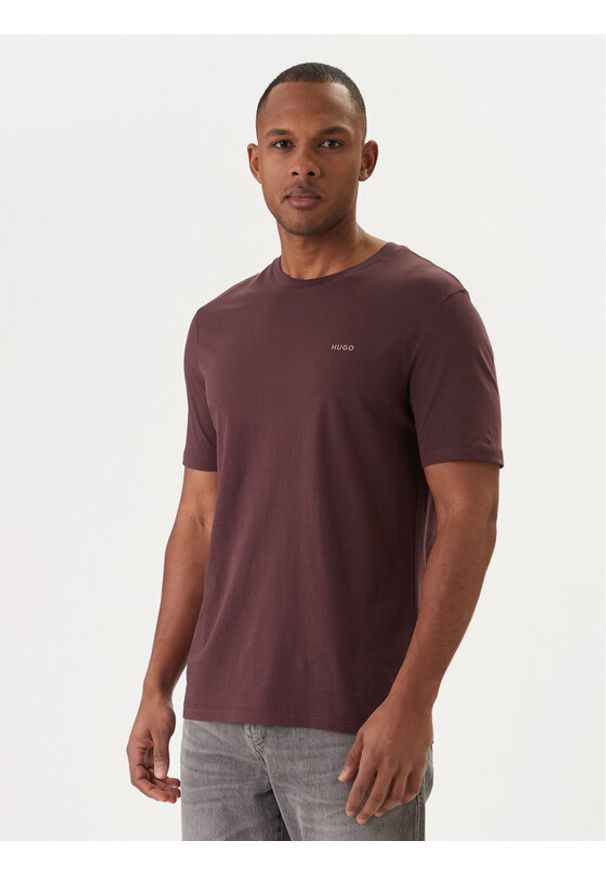 Hugo - HUGO T-Shirt Dero222 50466158 Brązowy Regular Fit. Kolor: brązowy. Materiał: bawełna