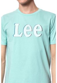 Lee - LEE T SHIRT DISTORTED LOGO TEE FADED MINT L61OFENC. Wzór: nadruk #5