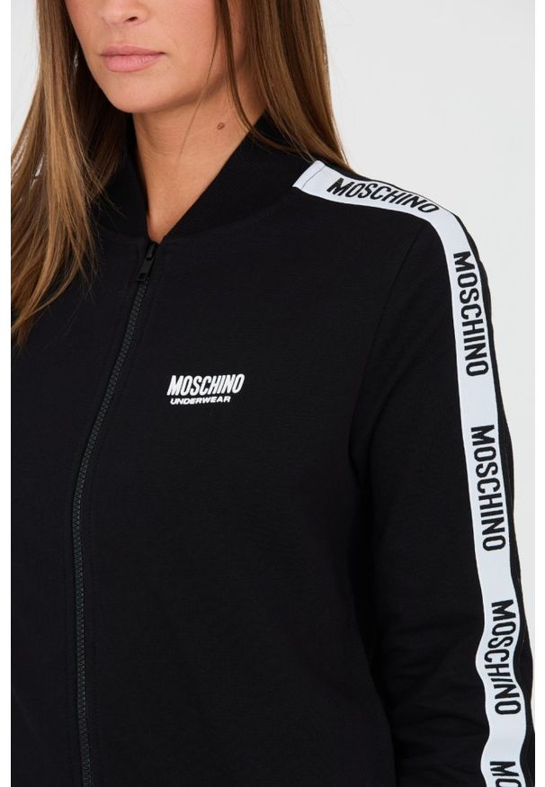MOSCHINO Czarna damska bluza z lampasami, Rozmiar S. Kolor: czarny