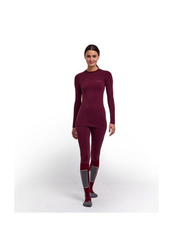 Damska koszulka z długim rękawem Falke Wool-Tech. Kolor: czerwony. Długość rękawa: długi rękaw. Długość: długie