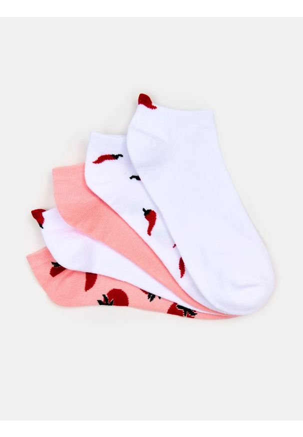 Sinsay - Bawełniane skarpetki z nadrukiem papryczek i pomidorów 5 pack - wielobarwny. Materiał: bawełna. Wzór: nadruk