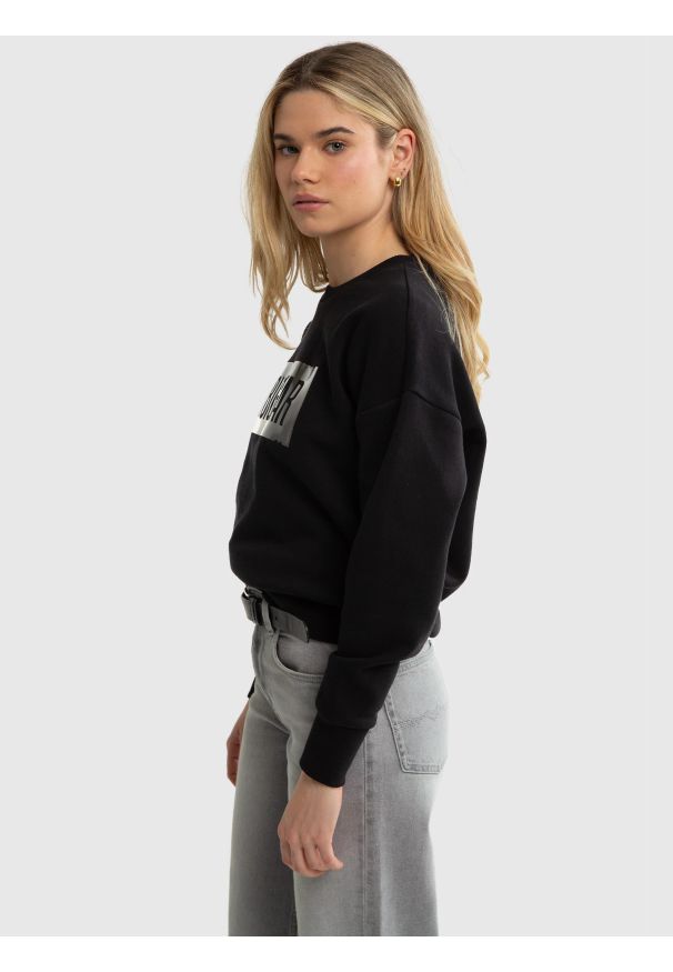Big-Star - Bluza damska z aplikacją czarna Oneidea 906. Kolor: czarny. Materiał: jeans, bawełna, dzianina. Wzór: aplikacja. Styl: klasyczny