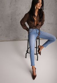 Renee - Niebieskie Jeansy Skinny z Bawełną Push-Up Erilessa. Okazja: na co dzień. Kolor: niebieski. Styl: elegancki, casual #1