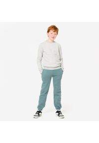 DOMYOS - Bluza dziecięca Domyos. Typ kołnierza: bez kaptura. Kolekcja: plus size. Kolor: szary. Materiał: bawełna, elastan, poliester, materiał. Sport: fitness, joga i pilates