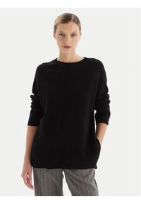 KAOS Sweter RI1KT003 Czarny Regular Fit. Kolor: czarny. Materiał: wełna
