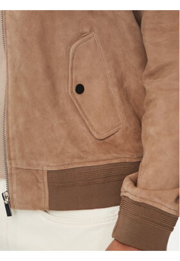 Serge Pariente Kurtka skórzana M888 Beżowy Regular Fit. Kolor: beżowy. Materiał: skóra