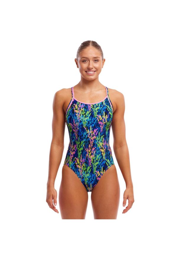 Strój kąpielowy jednoczęściowy FUNKITA Midnight Meadow - Diamond Back. Kolor: wielokolorowy, niebieski