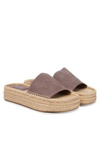 Calvin Klein Espadryle Flatf Espa Mule Nub Mg HW0HW02890 Brązowy. Kolor: brązowy. Materiał: skóra, nubuk #4