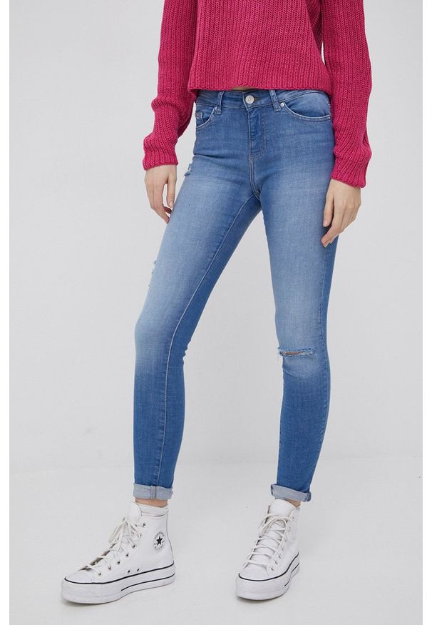 only - Only jeansy damskie medium waist. Kolor: niebieski