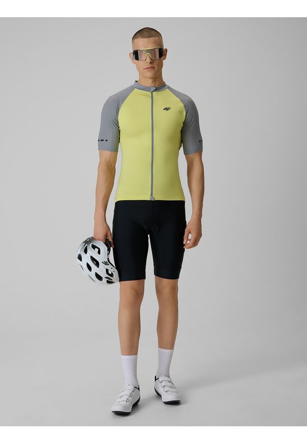 4f - 4F Koszulka kolarska męska - żółta XL. Kolor: żółty. Długość rękawa: raglanowy rękaw. Sport: kolarstwo