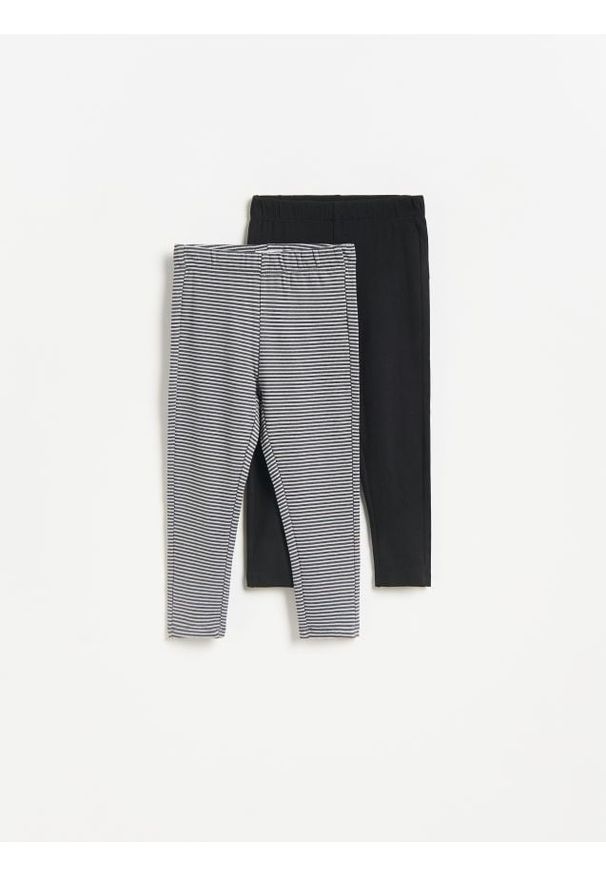 Reserved - Bawełniane legginsy 2 pack - ciemnoszary. Kolor: szary. Materiał: bawełna