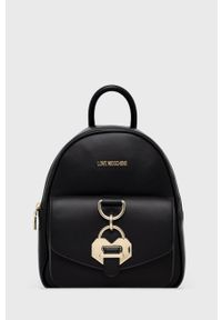 Love Moschino plecak damski kolor czarny mały z aplikacją. Kolor: czarny. Wzór: aplikacja