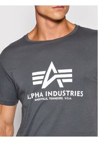 Alpha Industries T-Shirt Basic Reflective Print 100501RP Szary Regular Fit. Kolor: szary. Materiał: bawełna. Wzór: nadruk