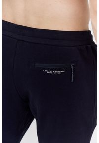 Armani Exchange - ARMANI EXCHANGE Granatowe męskie spodnie dresowe, Rozmiar XXL. Kolor: niebieski. Materiał: bawełna, dresówka #5
