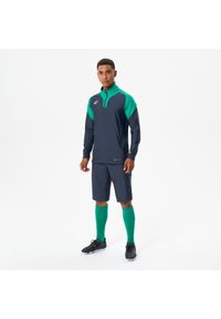 KIPSTA - Bluza piłkarska Kipsta Viralto Club na krótki suwak. Kolor: szary, zielony, wielokolorowy. Materiał: elastan, poliester, materiał. Długość: krótkie. Sport: piłka nożna #1