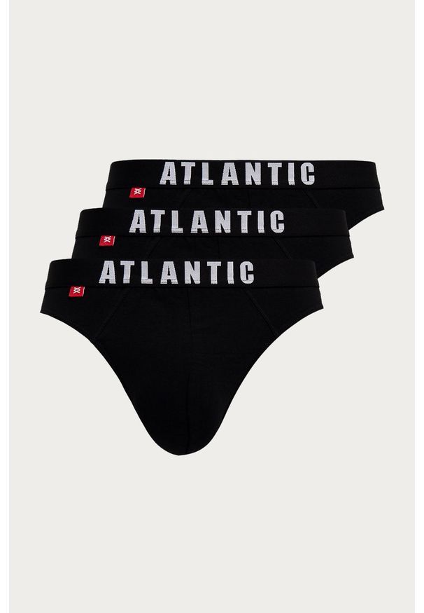Atlantic - Slipy (3-pack). Kolor: czarny. Materiał: bawełna, dzianina, elastan. Wzór: nadruk