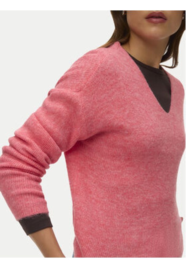 Vero Moda Sweter Crewlefile 10233357 Koralowy Loose Fit. Kolor: pomarańczowy. Materiał: syntetyk