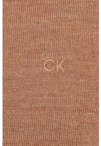 Calvin Klein sweter wełniany męski kolor brązowy lekki z golferm. Typ kołnierza: golf. Kolor: brązowy. Materiał: wełna #2