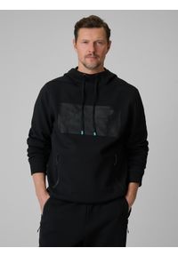 4f - 4F Bluza dresowa regular z kapturem męska - czarna XXL. Okazja: na co dzień. Typ kołnierza: kaptur. Kolor: czarny. Materiał: dresówka. Wzór: gładki. Styl: casual #1