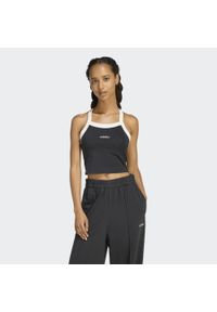 Adidas - Koszulka damska crop ADIDAS. Kolor: czarny, biały, wielokolorowy. Materiał: jersey, włókno, bawełna, elastan. Długość rękawa: bez rękawów #1