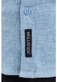 Hollister Co. koszula lniana kolor niebieski regular ze stójką. Typ kołnierza: kołnierzyk stójkowy. Kolor: niebieski. Materiał: len. Długość rękawa: długi rękaw. Długość: długie #2